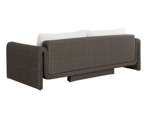 Sunpan Tibi Sofa - Curved Wicker Design With Comfortable Upholstery For Elegant Outdoor Living Spaces Cream Fabric 111862