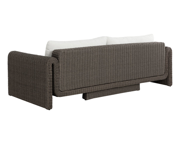 Sunpan Tibi Sofa - Curved Wicker Design With Comfortable Upholstery For Elegant Outdoor Living Spaces Cream Fabric 111862
