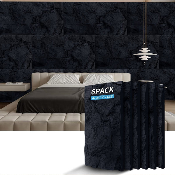 English Elm 3d Faux Rock Stone Polyurethane Wall Panels Lightweight Waterproof Interior Accent Set Antique Black W347P464225