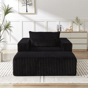 English Elm 75-Inch Corduroy Sponge Lounge Chair With Removable Footrest - Effortlessly Cozy For Any Space W834P206096