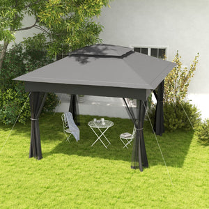 English Elm Outsunny 11' X 11' Instant Pop-Up Canopy With Insect Netting, Durable Shade Tent For Outdoor Events W2225P200437-GIGA
