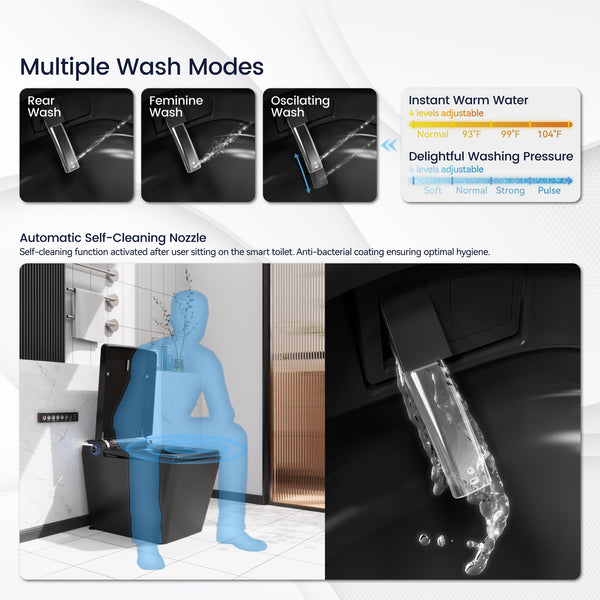 English Elm Intelligent Waterless Toilet Bidet with Remote — Heated Seat, Massage, Deodorize, Auto Lid & Flush T3177P286048