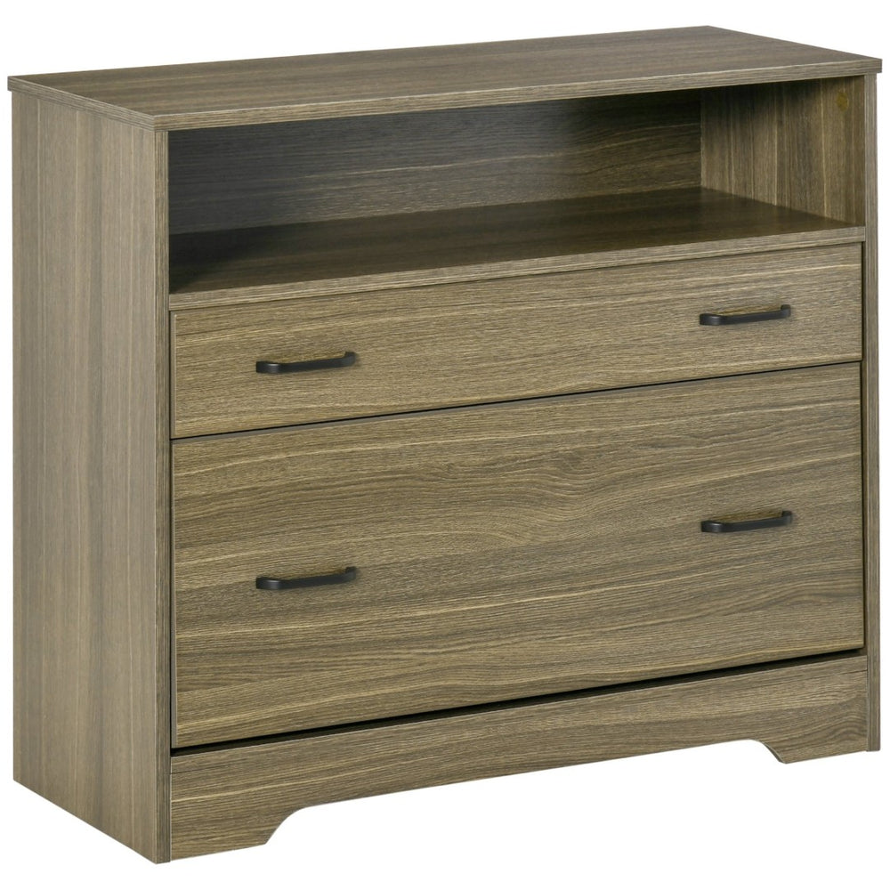 English Elm Vinsetto Charcoal Grey Lateral Filing Cabinet with Open Shelf and Letter Drawer W2225P217753