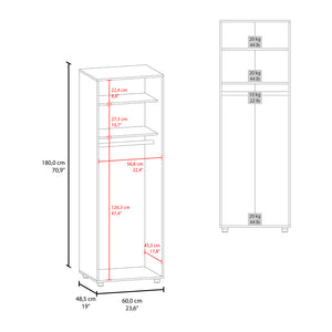 English Elm Barkley Slim Armoire White - Slim Double-Door Engineered Wood Wardrobe with Shelves & Rod, Modern B092S00292