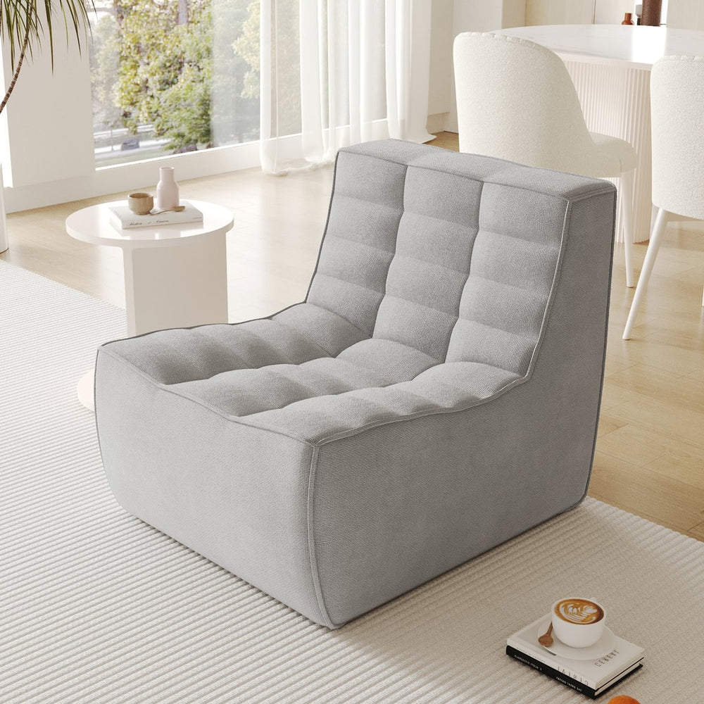 English Elm Caterpillar Classic Floor Sofa - Cozy Light Gray Chenille Single-Seater For Stylish Relaxation B341P321112