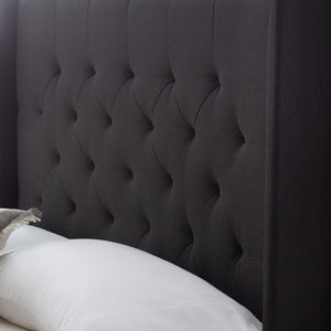 English Elm Lucid Charcoal Wingback Diamond Tufted Headboard Full — Plush Upholstered 54.5" Tall, Easy Mount B350P326220
