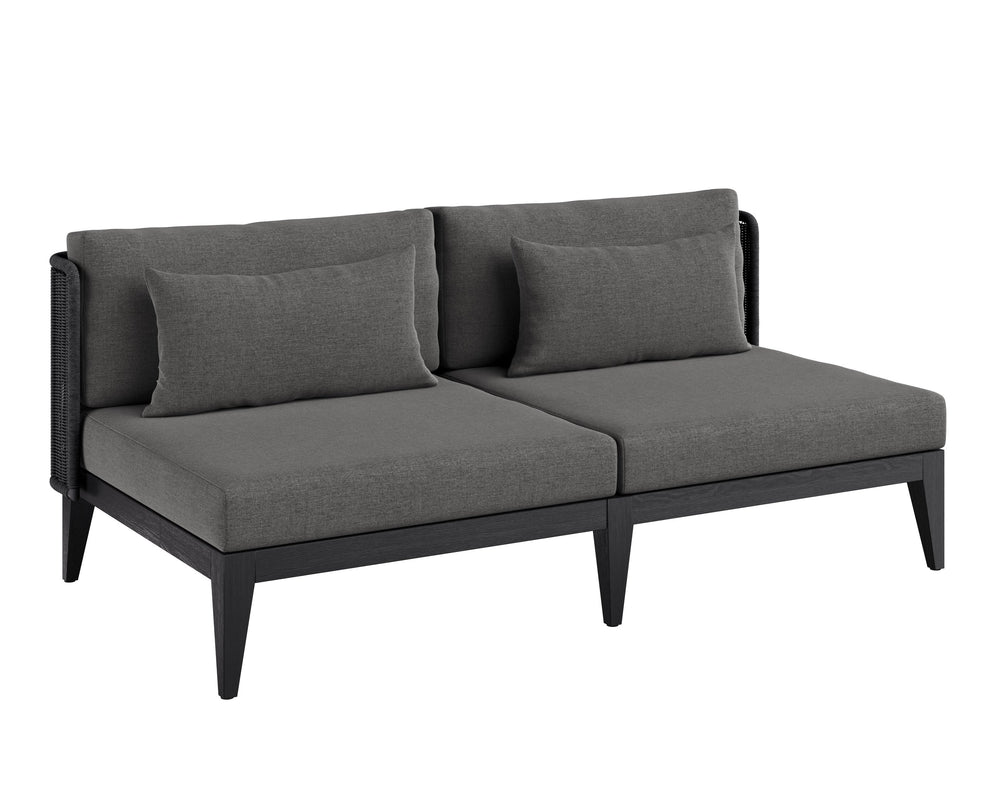 Sunpan Ibiza 2 Seater Sofa - Modern Outdoor Lounge with Durable Teak Frame, Eco-Friendly Fabric & Comfort Charcoal / Gracebay Grey