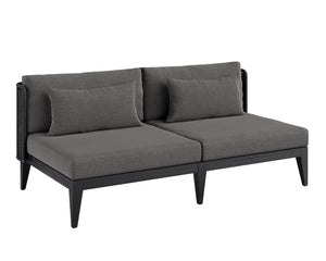 Sunpan Ibiza 2 Seater Sofa - Modern Outdoor Lounge with Durable Teak Frame, Eco-Friendly Fabric & Comfort Charcoal / Gracebay Grey
