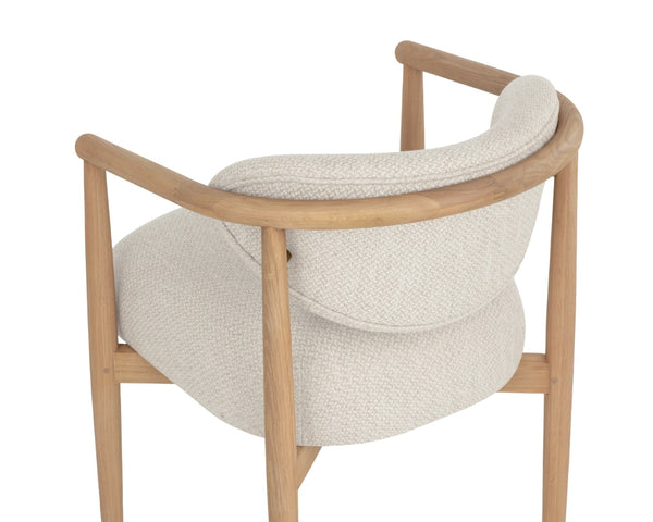 Sunpan SIGRID Dining Armchair - Light Oak Frame, Plush Monument Oatmeal Upholstery for Modern Comfort 112156