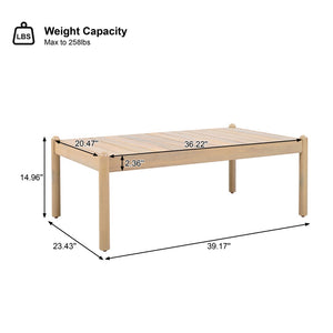 English Elm Outdoor Solid Acacia Slatted Coffee Table Patio Deck Low Profile Teak Finish N768P361446L