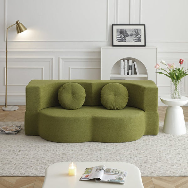 English Elm 2-in-1 Folding Floor Sofa Foam Sleeper Twin Futon Couch for Compact Living Spaces Green W1117P419825