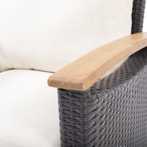 English Elm Christopher Knight Home® - ISLA Teak Chat Set with Acacia Wood Frame, Water-Resistant Cushions, Transitional Wicker Style Lounge 66579.00BRN