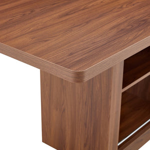 English Elm An Extendable Mdf Dining Table with Open Shelf Storage Seats up to Eight Walnut W1151S04667