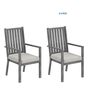 English Elm Set of 4 Outdoor Aluminum Dining Chairs Wood Grain Texture Waterproof Cushioned Patio Gray B082P455142