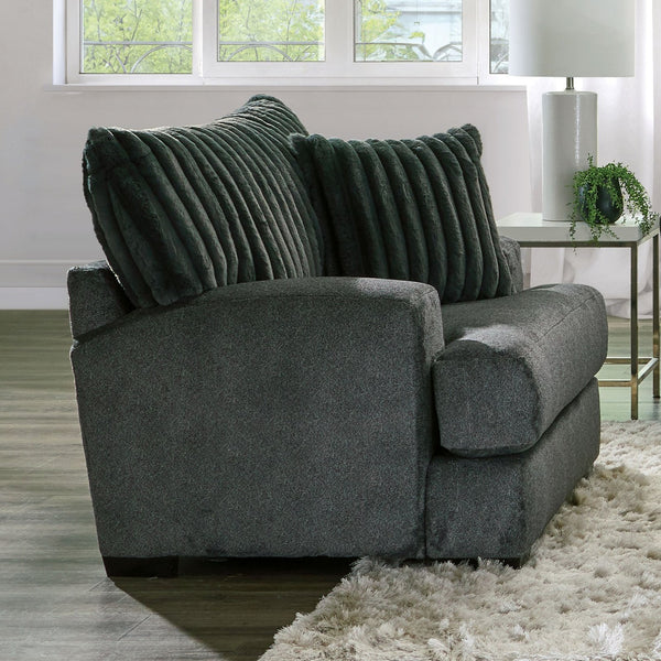 English Elm Transitional Marsicano Chair with Tight Back, Wide Track Arms, Deep Seating & High-Density Foam Support Gunmetal 49 L x 40 W x 31 H B2741P380820