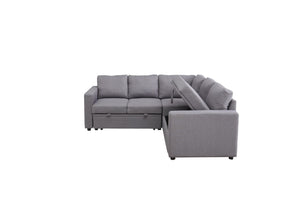 English Elm Sectional Sofa Bed - Modern Grey Space-Saving Design, Easy Assembly, And Plush Comfort For Small Spaces B205S00042-GIGA