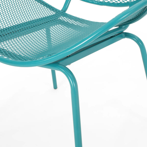 English Elm Christopher Knight Home® - ELBA Modern Mesh Shell Chat Set with Powder-Coated Iron Frame, Retro Minimal Outdoor Seating Teal N775P250740T
