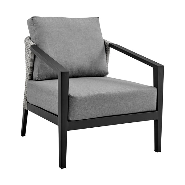 English Elm Aravine Wicker Aluminum Outdoor Chair — Weatherproof Gray Patio Seat, Quick-Dry Cushions, 300 lb Capacity B2736P354356