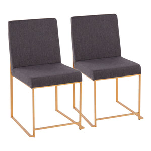 English Elm High Back Fuji Contemporary Dining Chair Set In Charcoal Fabric & Gold Steel - Stylish Comfort! B202P223540