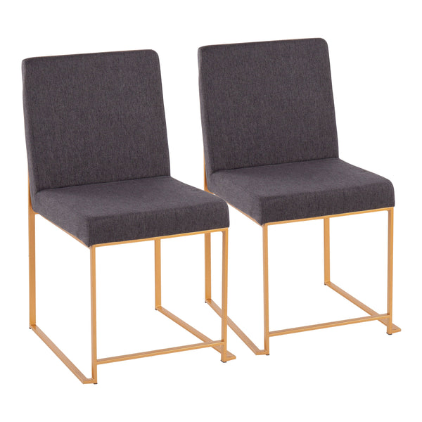 English Elm High Back Fuji Contemporary Dining Chair Set In Charcoal Fabric & Gold Steel - Stylish Comfort! B202P223540