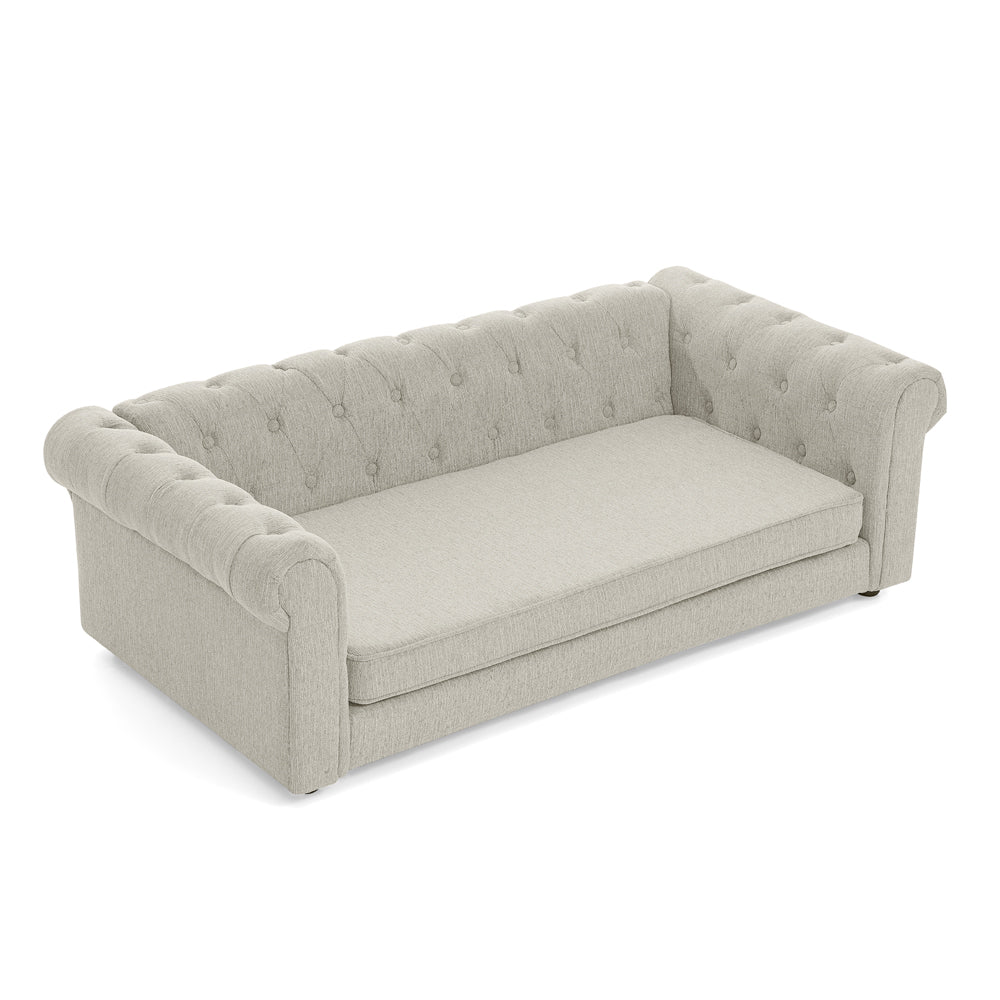 English Elm Elegant oversized dog sofa bed 55" sturdy elevated pet bed for large breeds, modern linen look, 130lb capacity Beige W487P304654