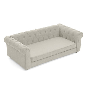 English Elm Elegant oversized dog sofa bed 55" sturdy elevated pet bed for large breeds, modern linen look, 130lb capacity Beige W487P304654