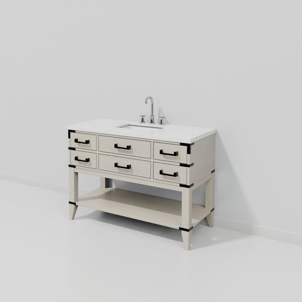 English Elm White Oak Single Bath Vanity With Cultured Marble Top & Chrome Faucet – Stylish & Durable Storage Solution B2731P260245-GIGA