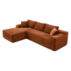 English Elm 105'' Modular Cloud Sectional with Deep Seats Corduroy Upholstery for Living Rooms W1117S00333