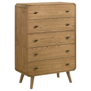 English Elm Winston Five Drawer Ash Veneer Chest Mid Century Bedroom Storage with Felt Lined Top B062P451715