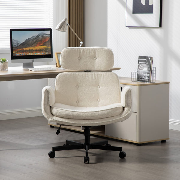 English Elm Criss Cross Wide Seat Pu Leather Swivel Task Chair with Removable Headrest W3118P404123