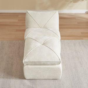 English Elm Modern Chenille Modular Sofa with Built-in Foot Pedals for Comfortable Living Rooms Beige W3396P463869