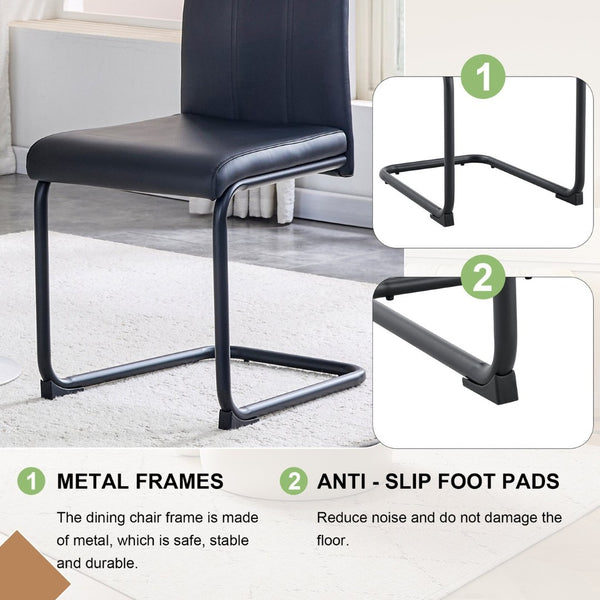 English Elm 4-pack Pu High-back Dining Chairs with Powder-coated Metal Legs for Modern Kitchens Black W3875P372885