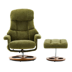 English Elm 069dr-ergonomic Swivel Recliner with Massage Heating Chenille Wingback Lounge Chair Green W527S00011
