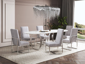 English Elm Element Gray Velvet Dining Chair - Modern Design With Chrome Frame, Plush Comfort & No Assembly Needed B365P397839