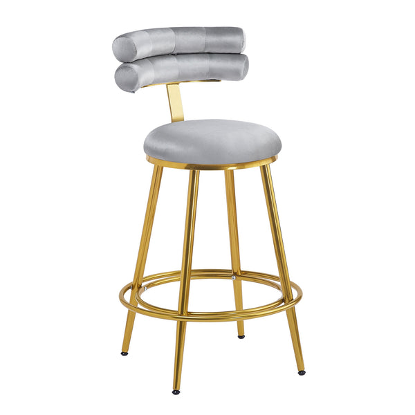 English Elm Christopher Knight Home® - 27.65'' 27.65" Modern Counter Stools Set of 2 with Luxurious Velvet Upholstery, Ergonomic Curved Back, Iron Frame & Footrest Dark Gray N780P194940G