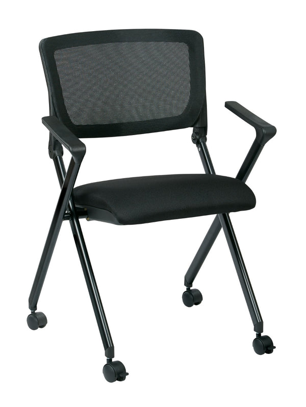 OSP Home Furnishings Folding Chair with Mesh Back Cushioned Seat and Metal Frame for Office or Conference Use FC8483-231