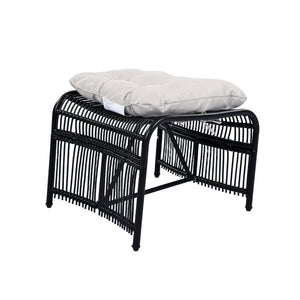 English Elm Christopher Knight Home® - 3 Piece Wicker Patio Set with Cloud-Like Cushions, Acacia Top Table, Rust-Resistant Steel Frame Beige+Black N780P209442B