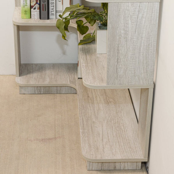 English Elm 90cm L-shaped Corner Bookcase Five Tier Open Shelving Unit for Home Office W2899P444149