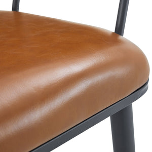 English Elm Christopher Knight Home® - Indoor Upholstered Dining Chair Set of 2 with Brown PU, Arched Back & Matte Black Metal Legs, 200lb capacity N768P227989B