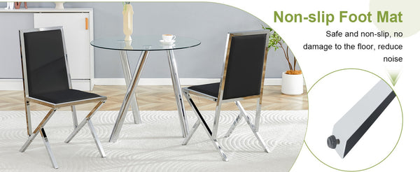 English Elm Table and Chair Set Oval Glass Top Gold Base with 8 Shell Pu Dining Chairs Black+Silver W1151S04767