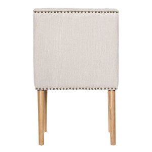 English Elm Light Luxury Rivet Trim Linen Upholstered Dining Chairs Rubberwood Tufted Set Beige+Natural N768P403745N