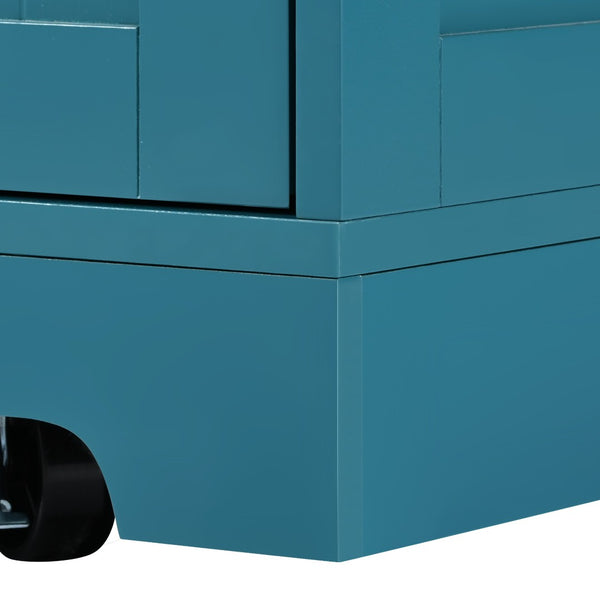 English Elm K&k Rolling Kitchen Island with Drop Leaves Power Outlet Drawers and Spice Rack Green N707S186617E