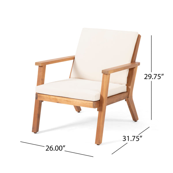 English Elm Christopher Knight Home® - Outdoor Acacia Wood Club Chairs Set of 2 with Water-Resistant Beige Cushions, Open Slat Design, Durable 66464.00CRM