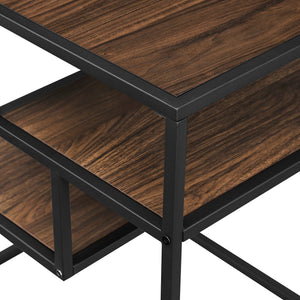English Elm Walker Edison - Modern Minimal Floating Shelf Side Table Dark Walnut — Sleek 2-Shelf MDF & Steel Accent Table, Warp-Resistant Laminate Finish, Easy Assembly, Perfect for Living Room, Office, Urban Homes B185P168942