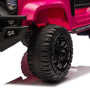 English Elm 24v Dual Motor Two Seat Kids Electric Ride on Car with Remote Control and Bluetooth Audio Pink W1578P305898