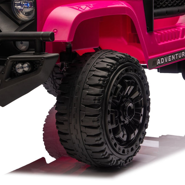 English Elm 24v Dual Motor Two Seat Kids Electric Ride on Car with Remote Control and Bluetooth Audio Pink W1578P305898
