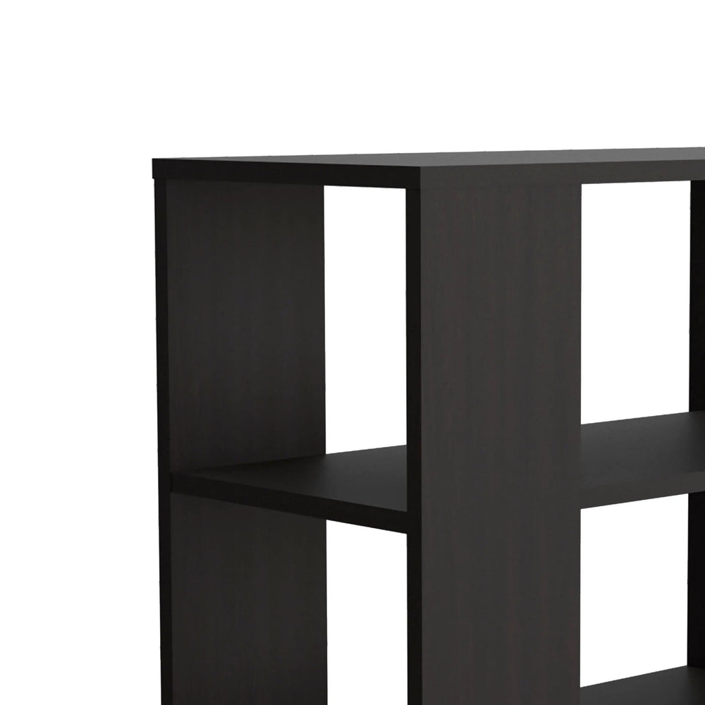 English Elm Wengue Modern Side Table with Open Two-Shelf Storage, Sleek Rectangular Melamine Design for Living Room Elegance and Organization B062P290234