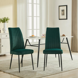 English Elm Adjustable Green Velvet Dining Chair Set Of 2 - Modern Minimalist Design For Kitchens & Restaurants W3615P340424