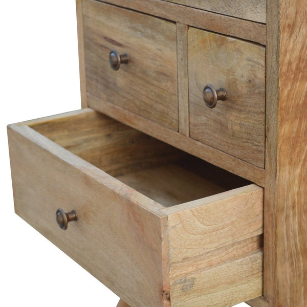 English Elm Solid Mango Wood Four Drawer Nightstand Handcrafted Nordic Bedside Storage Organizer B182P280766