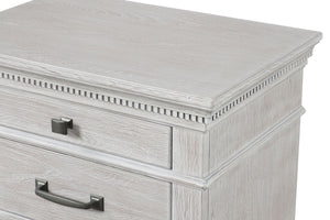 English Elm Transitional 3 Drawer Nightstand Dentil Molding Dovetail Elm Veneer Weathered Gray B2741P435891